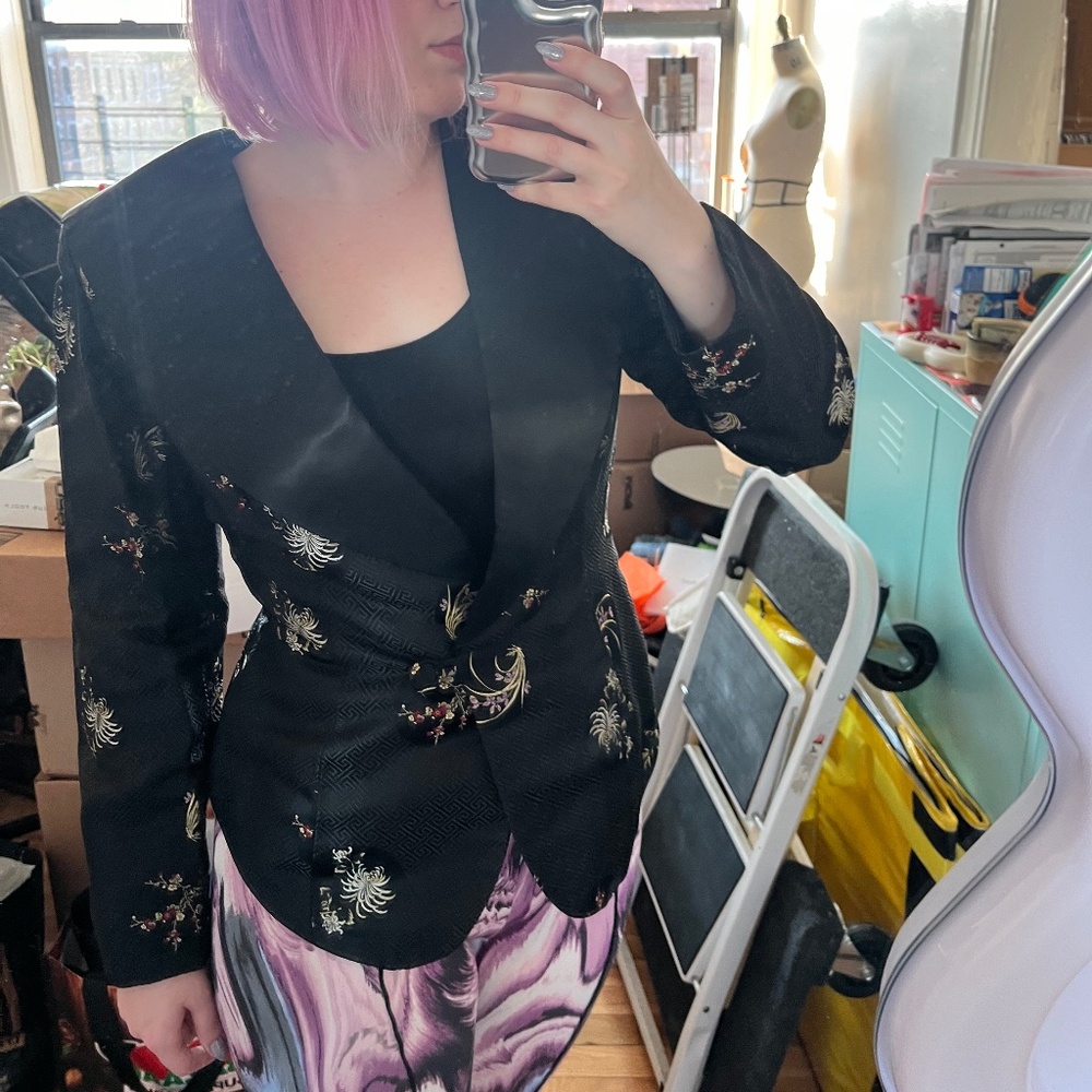 Satin Brocade Lined Japanese Floral Jacket